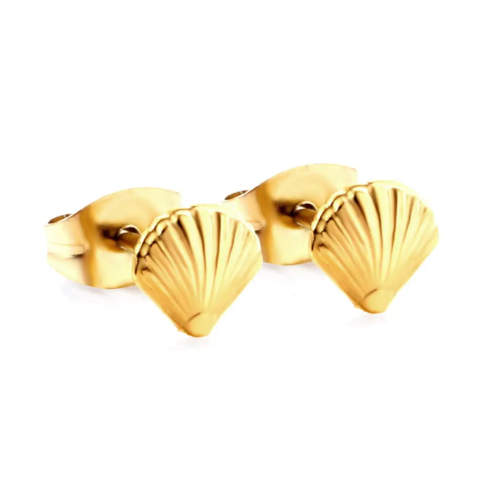 Stainless Steel Shell Cut Stud Earrings asonjewelry